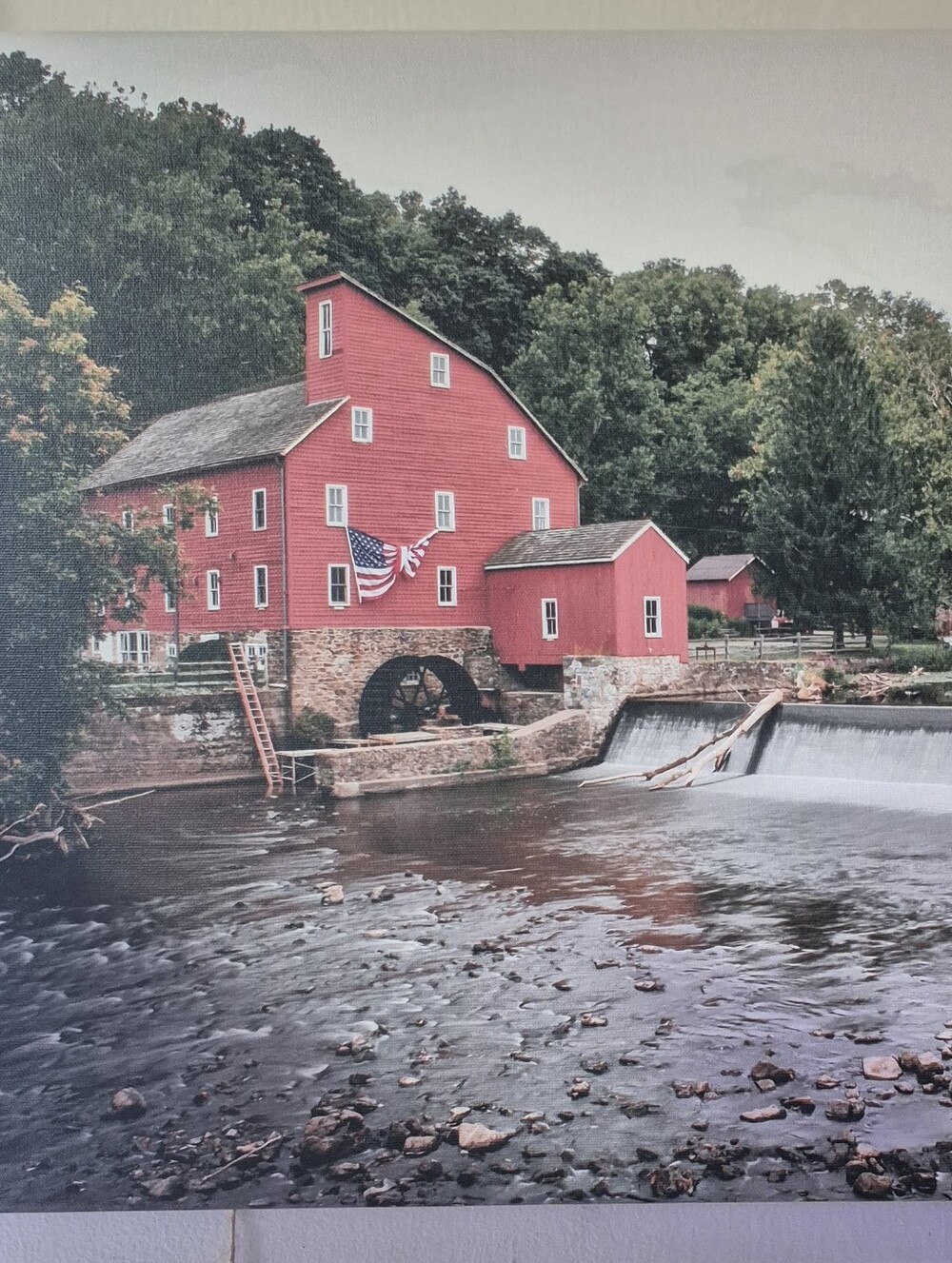 Red Mill Riverfront Wall Art Print - Unbranded